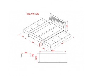 Postel z celomasivu Tonja s uložným prostorem bílá